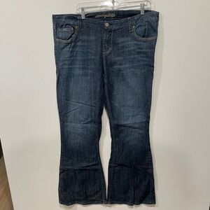 American Eagle Dark Wash Bootcut Jeans Womens 18 Long Stretch Denim Blue